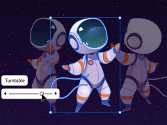 Adobe Illustrator 上新 Turntable：单张矢量图可自动生成 74 个三维视角